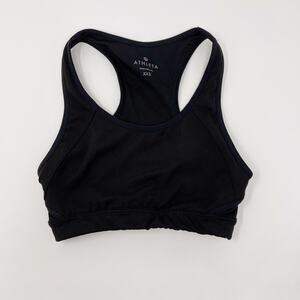 Athleta Double Dare Racerback Sports Bra Black 2XS XXSmall Keyhole Scoop Neck